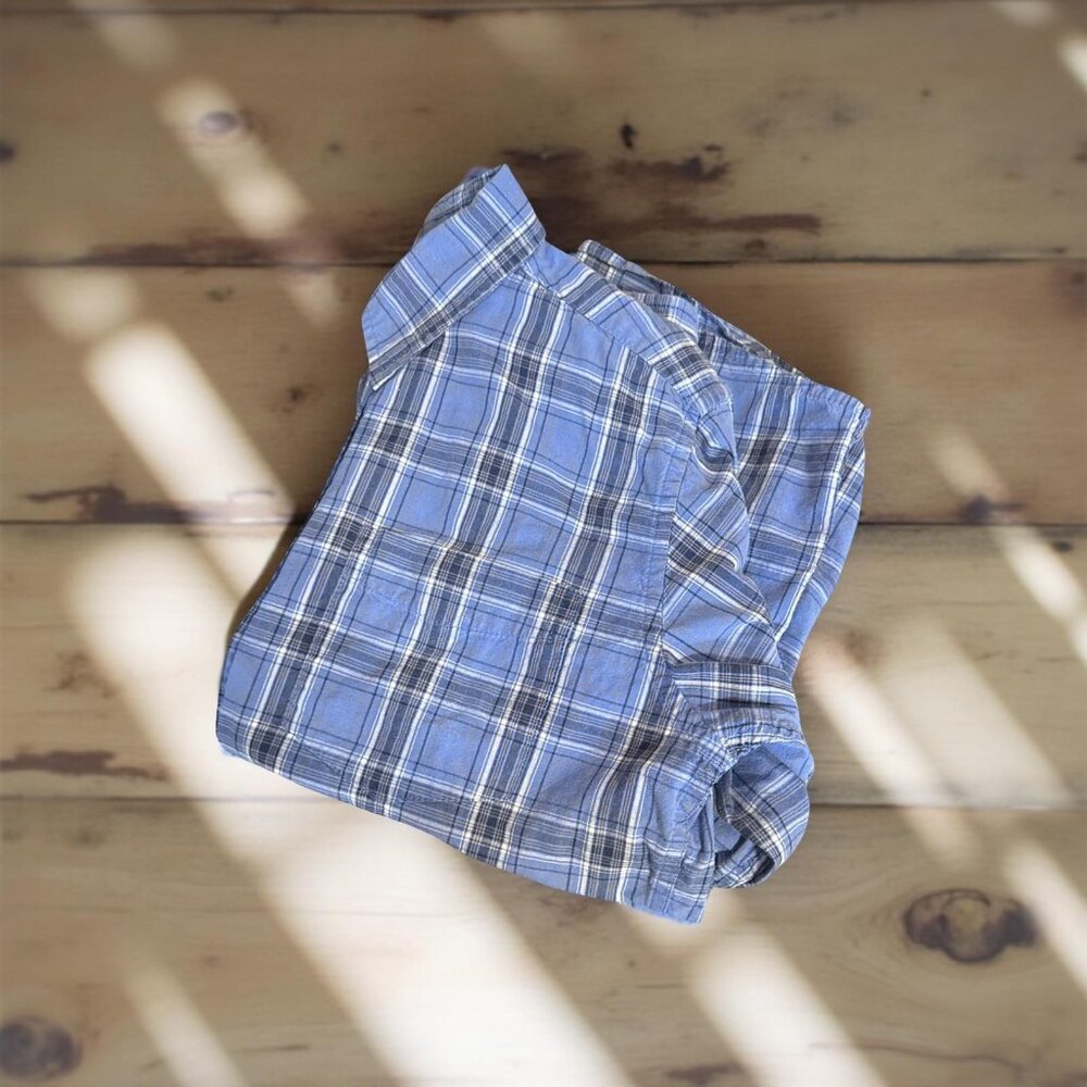 Urban Pipeline Boys Blue Plaid Button-Down Shirt L 14/16 Long Sleeve Casual